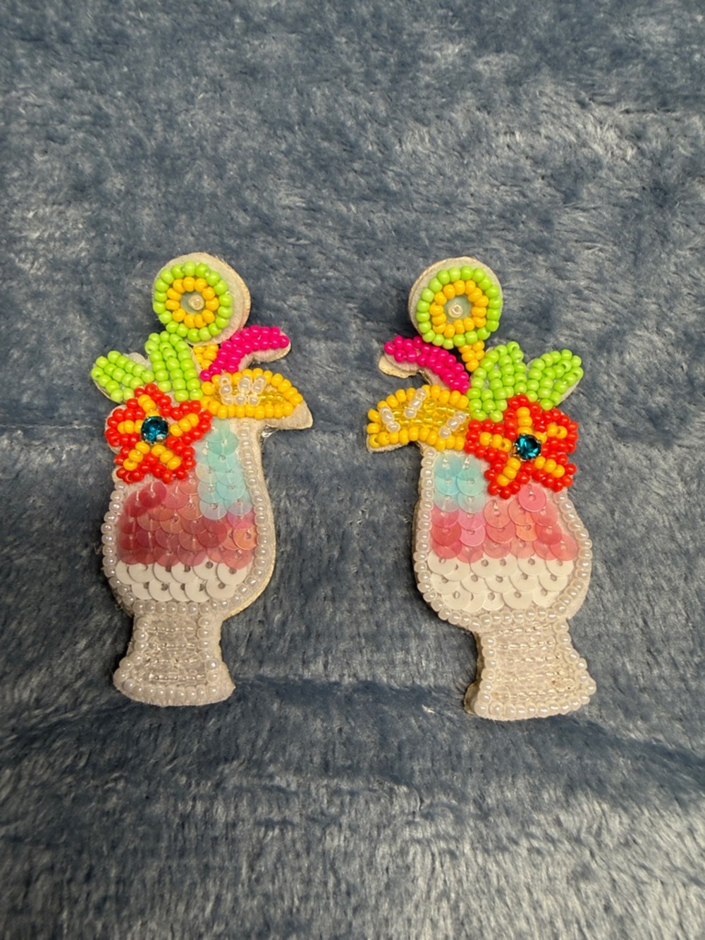 Beaded Tropical Cocktail Statement Earrings - Multi - Picture 2 of 4